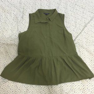 American Eagle olive green peplum top